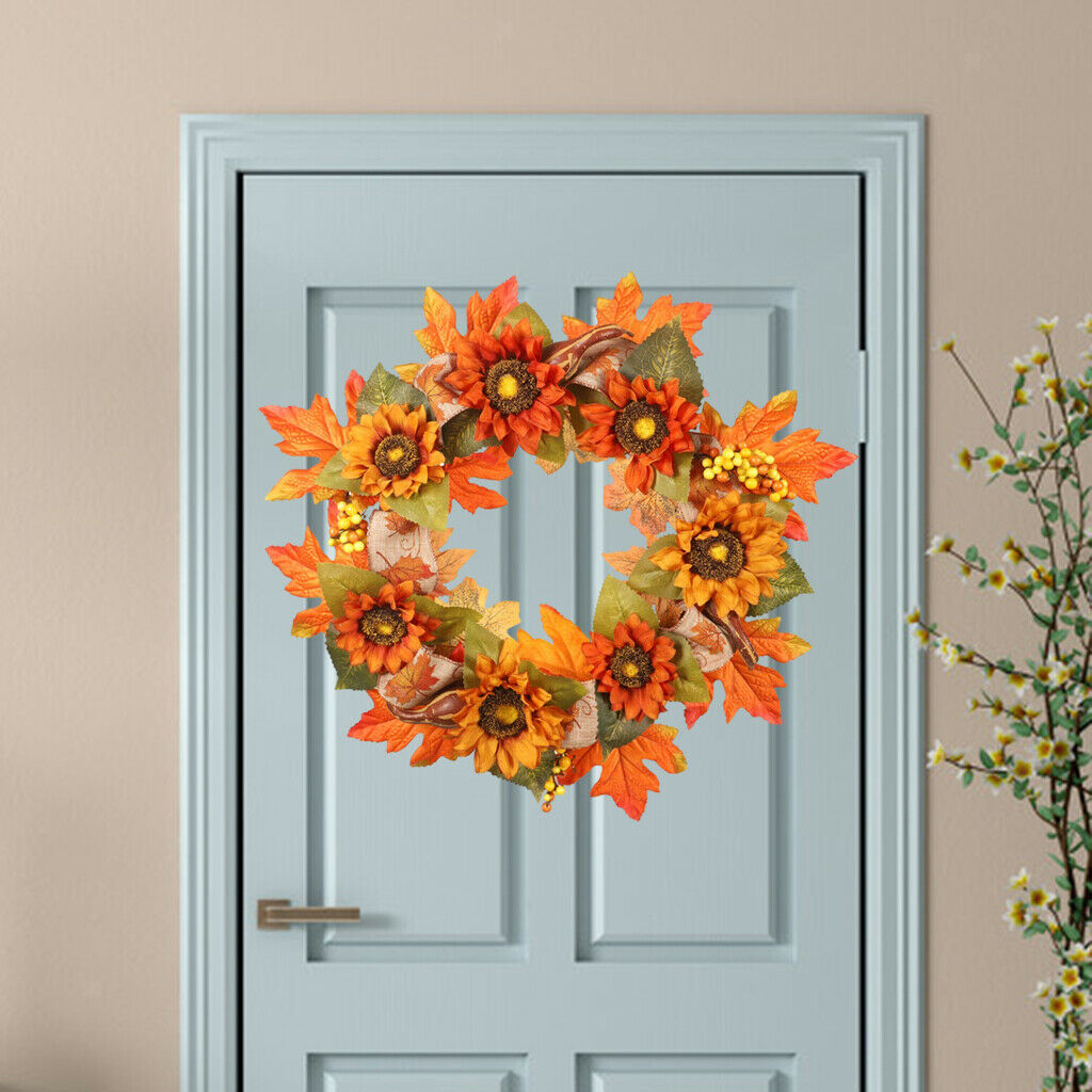 17.7" Autumn Harvest Wreath Sun Flower Garland for Home Indoor Decor 45cm