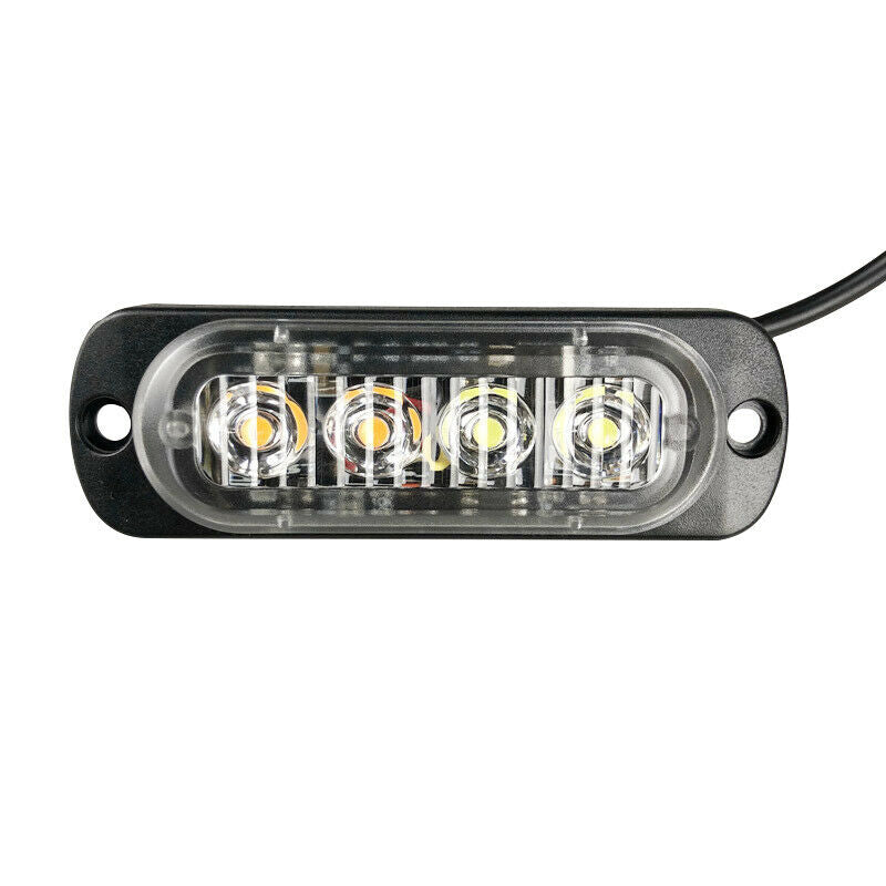 4Pcs Car Truck Amber 4LED Emergency Beacon Warning Light Hazard Flash Strobe Bar
