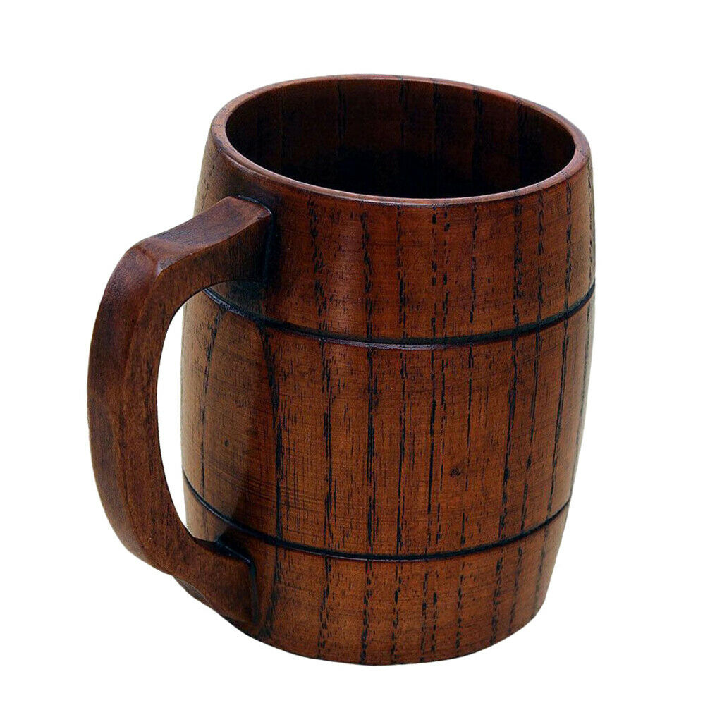 Wooden Handmade Drinks Coffee Milk Tea Cups W/ Handle Beer Cup Kitchen Gifts