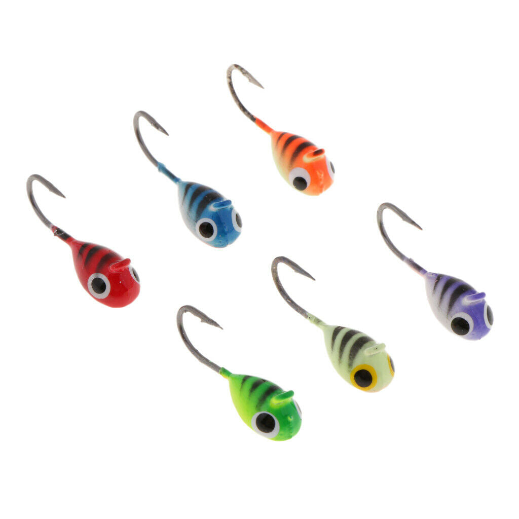 6pcs/pack Winter Ice Fishing Hook Lure Lead Jig Head Hooks Baits Crank Hooks