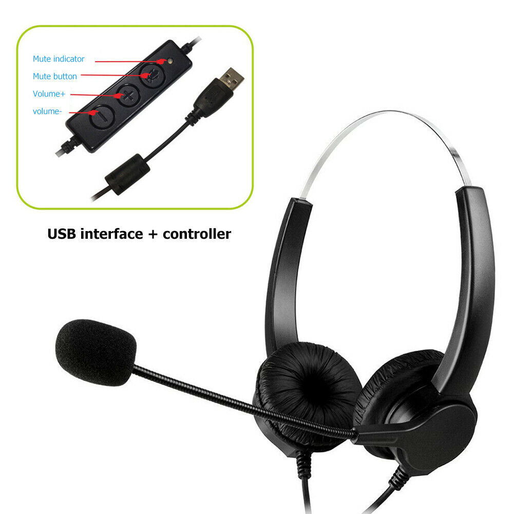 Call Center Headset USB Wired Offical Telephone Headphone with Microphone