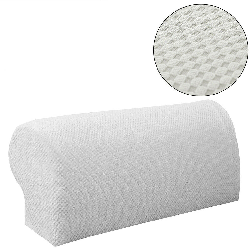 1 Pair White Stretchable Sofa Armrest Covers Armchair Slipcovers &100Pcs Pins