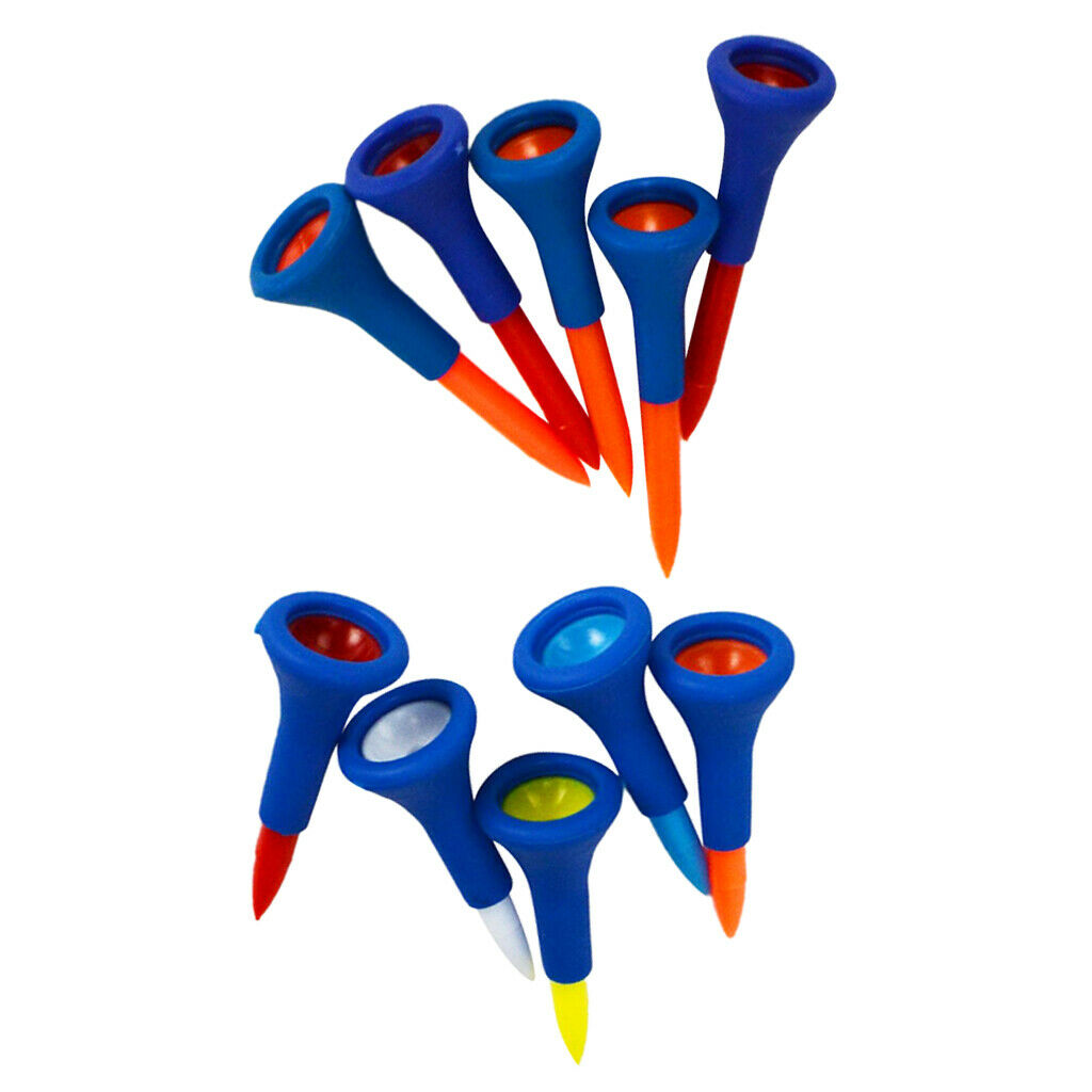 10 Pieces Durable Rubber Cushion Top Golf Tees Random Color 4.2 cm + 5.4 cm