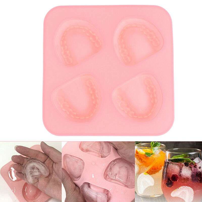 Ice Cube Tray Teeth-Shaped Silicone Ice Mold Denture Ice Trays Funny Gag .l8