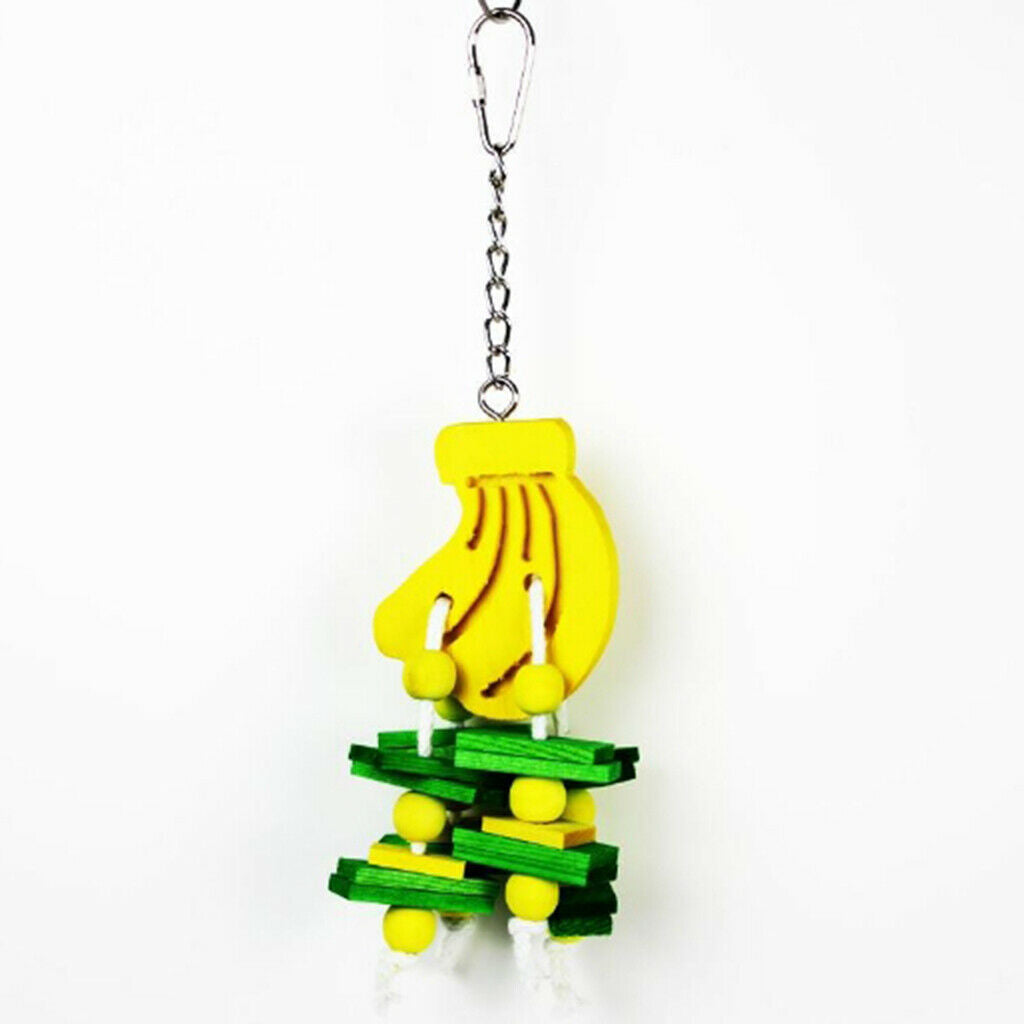 Safe Pet Wooden Chew Toys Non-toxic Cage Hanging Toys For Birds Banana