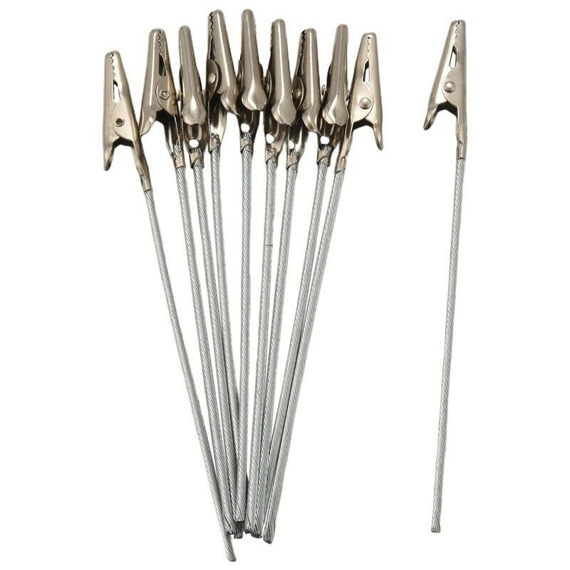 10 X Crocodile Metal Clips With Wire Stalk Alligator Clamps For Memo e Card HoS4