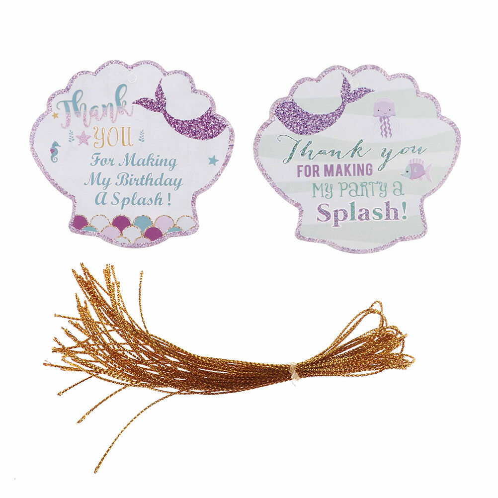 24pcs Thank You Tags Mermaid Shell Tags with String Gift Box Packaging Lab.l8
