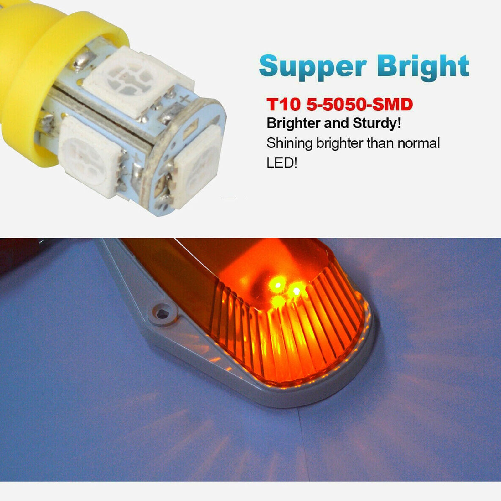 5Pcs For Ford F150 F250 F350 Running Roof Top Cab Clearance Led Lights Amber