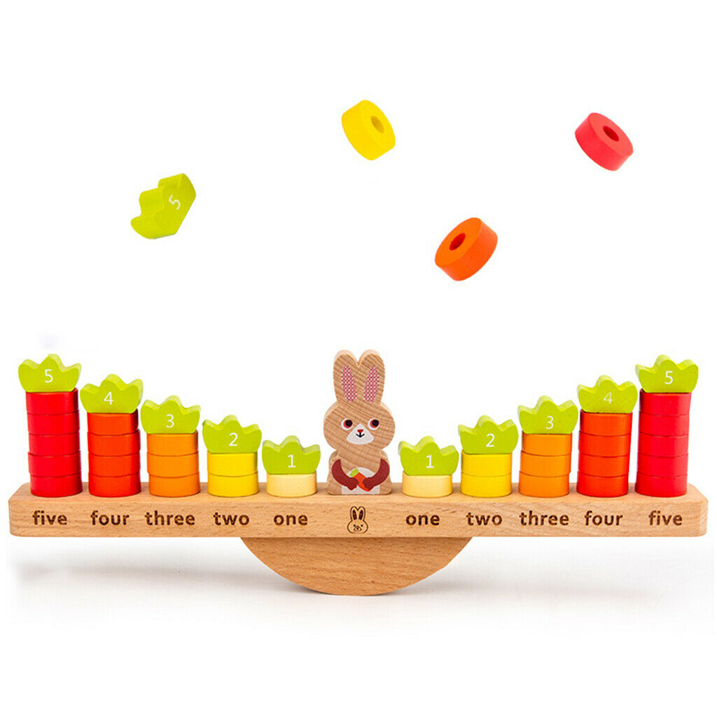 Wooden 54pcs Building Blocks Rabbit Balance Math Stacking Counting Learning