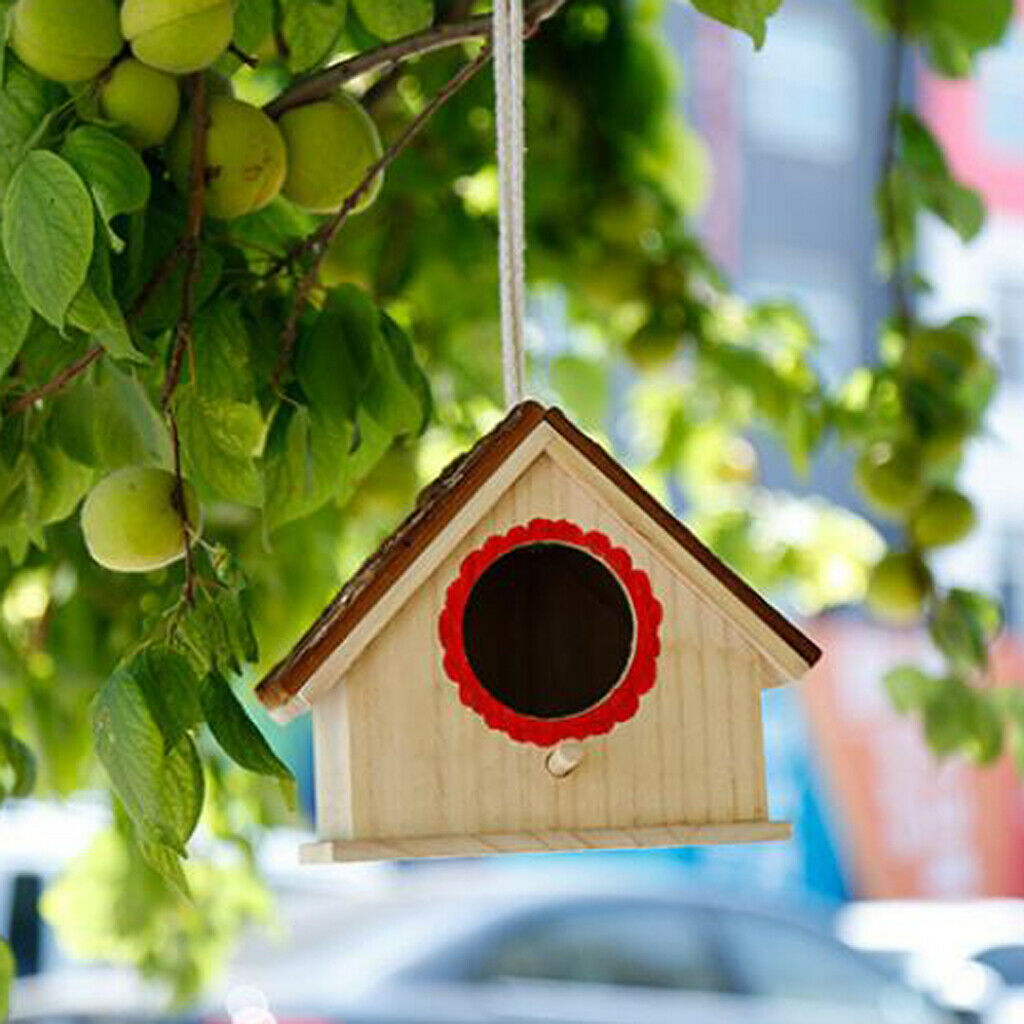 MagiDeal Wooden Bird House Nesting Box w/ Stick For Small Wild Garden Birds