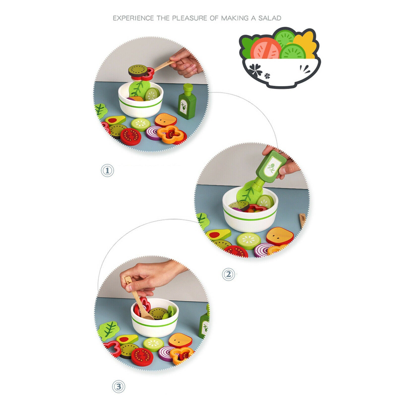 Garden Vegetables Wooden Cooking Accessories for Kids, Pretend Play Food,
