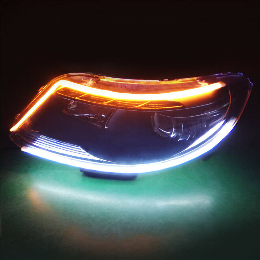 1 Pair Dual Colors LED DRL Headlight Eyebrow Sequential Turn Signal Strip Light