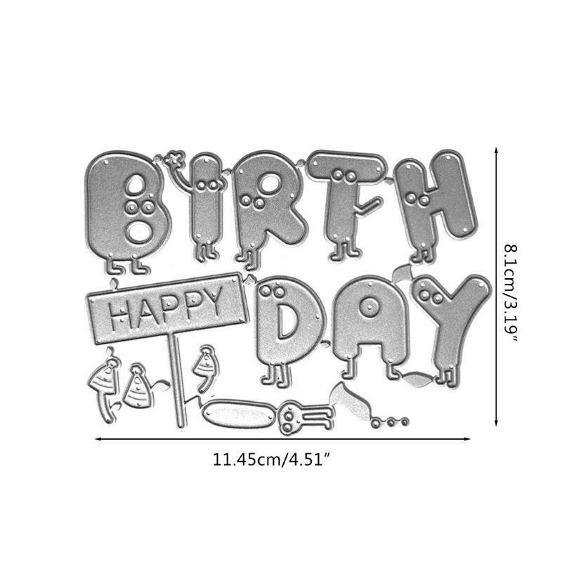 Cartoon Happy Birthday Carbon Steel Cutting Dies DIY Scrapbooking Photo Album