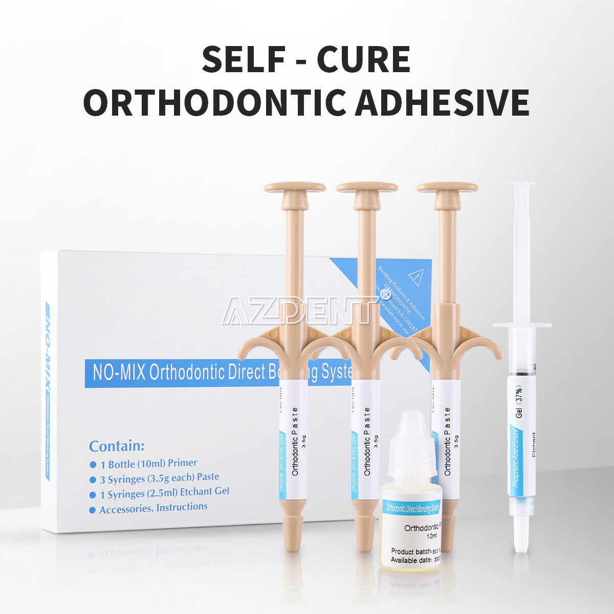 Dental Orthodontic Direct Paste Syringe Bracket Self -Cure Adhesive Bonding Kit