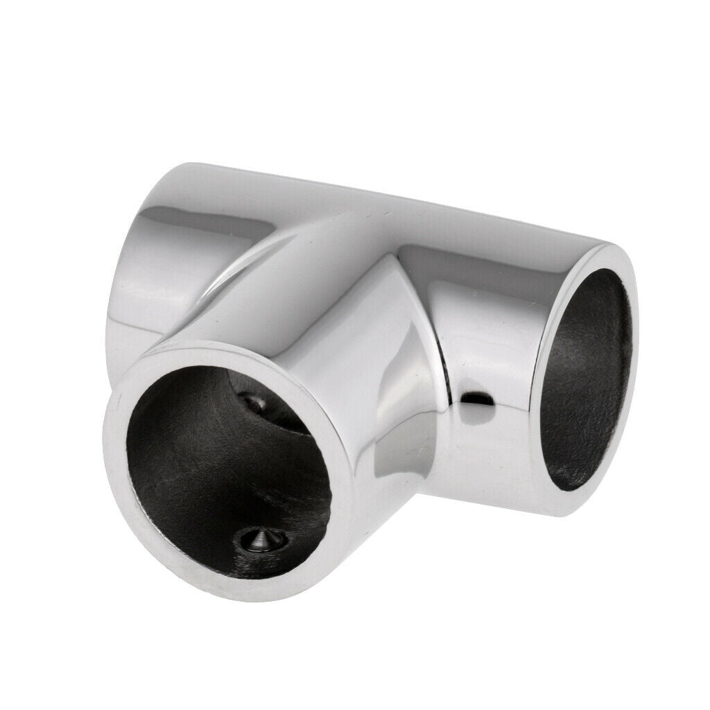 2x Boat Handrail Rail Tee Fitting 1 inch 90 Degree 3 Way Corner Elbow -Marine