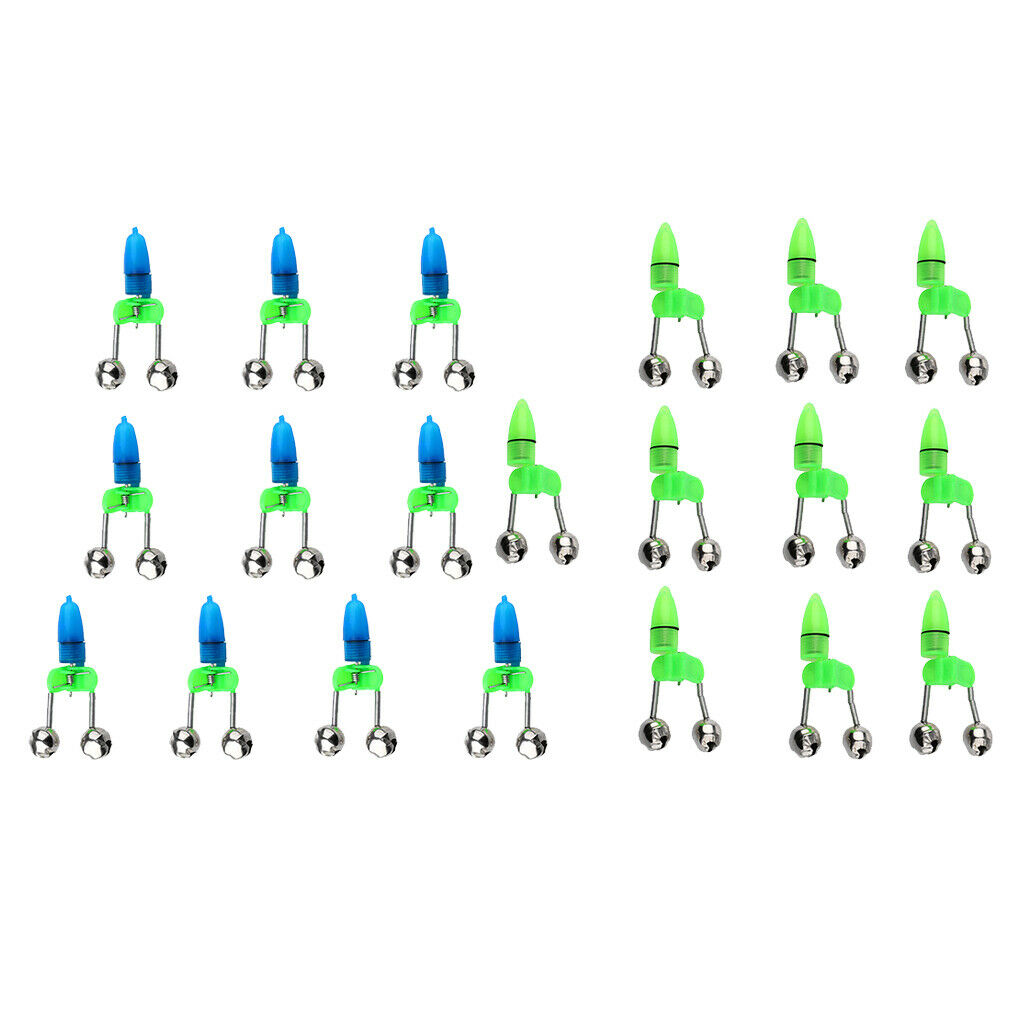 20Pcs Bite Lure Alarm LED Light Fishing Rod Twin Bell Ring Fishing Tools