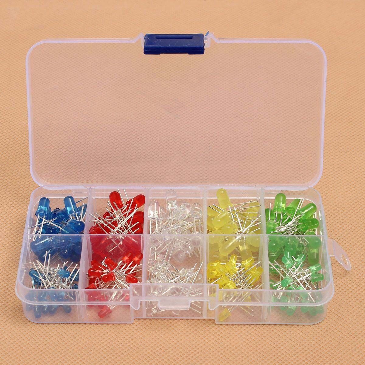New 200Pcs 3mm 5mm LED Light White Yellow Red Blue Green Assortment Diodes Kit