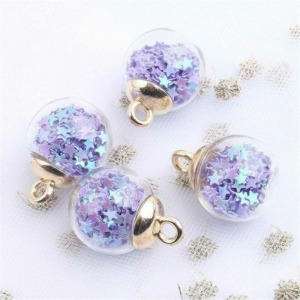 20PCS Glass Ball Pendants Confetti Making Charms Round Transparent DIY Jewelry