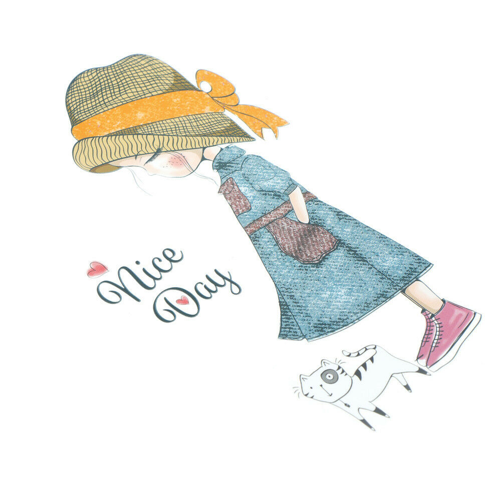 girl heat transfer nice day patch ironing stickers iron on patches appliq.l8