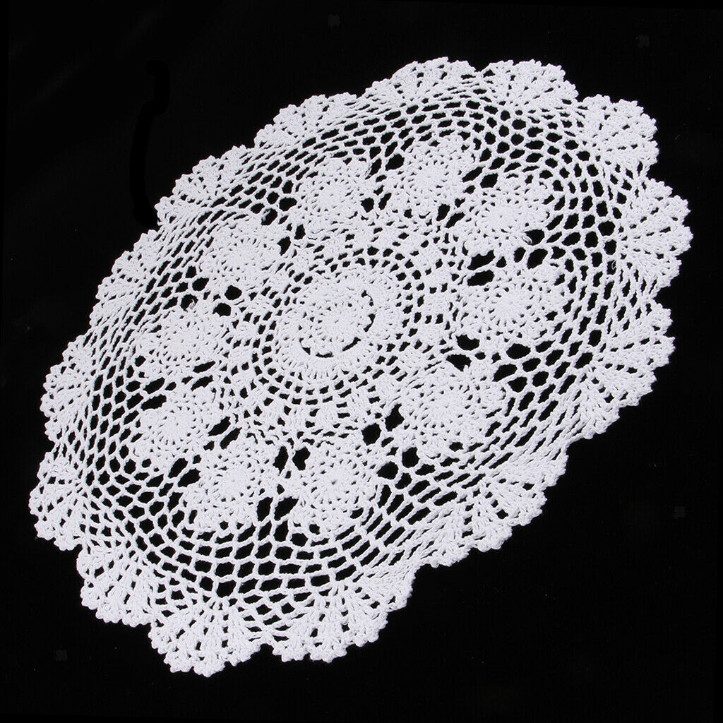 White Water Lily Crochet Cotton Lace Doily Table Placemats Doilies Mat 50cm