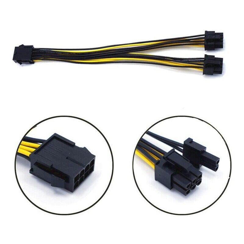 5-Pack PCI-E 8Pin to 2X 8 Pin (6+2) Power Splitter Cable for PCIE PCI ExpresX1M3
