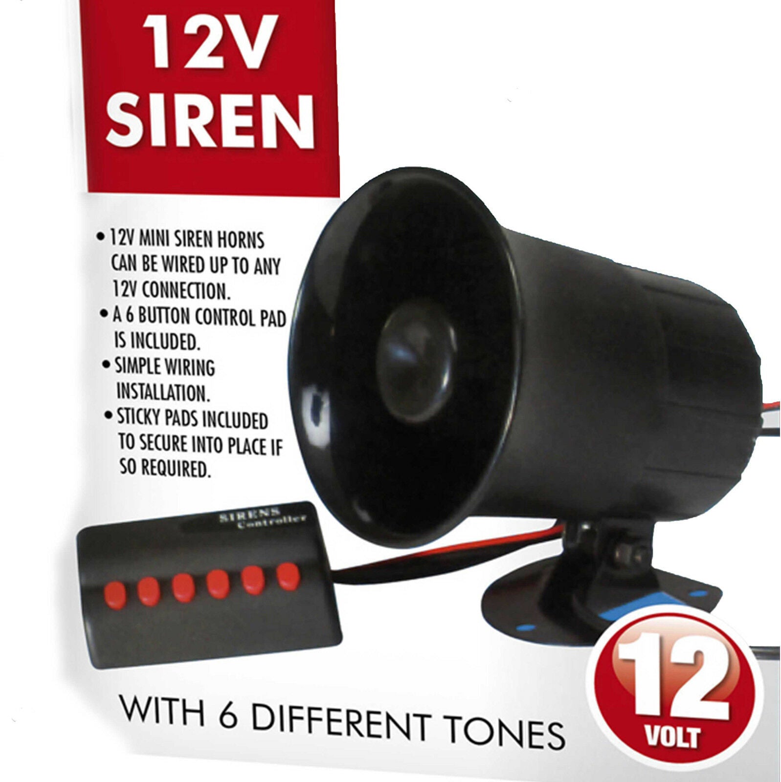 Very Loud 12V/30W Moto Car Van Siren Horn Alarm PA System 3 Different Sound Tone