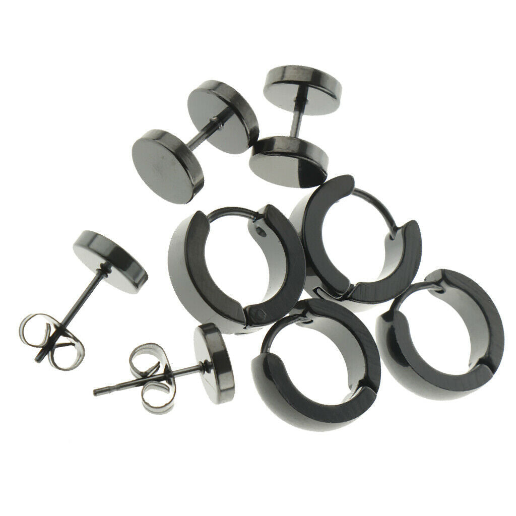 4 Pairs Chic Styles Black Huggie Hoop Earrings Suit Ear Clip For Women Men