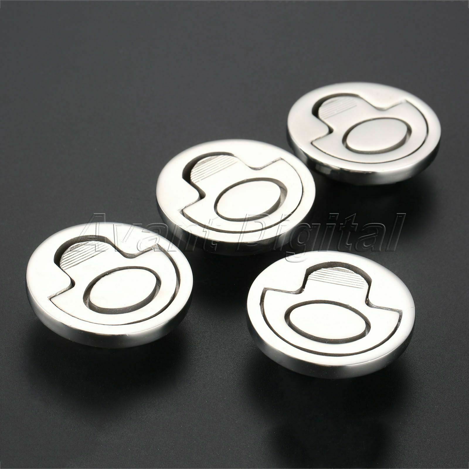 4x Flush Pull Lift Handle Ring Round AISI 316 stainless steel for Yachts Marine