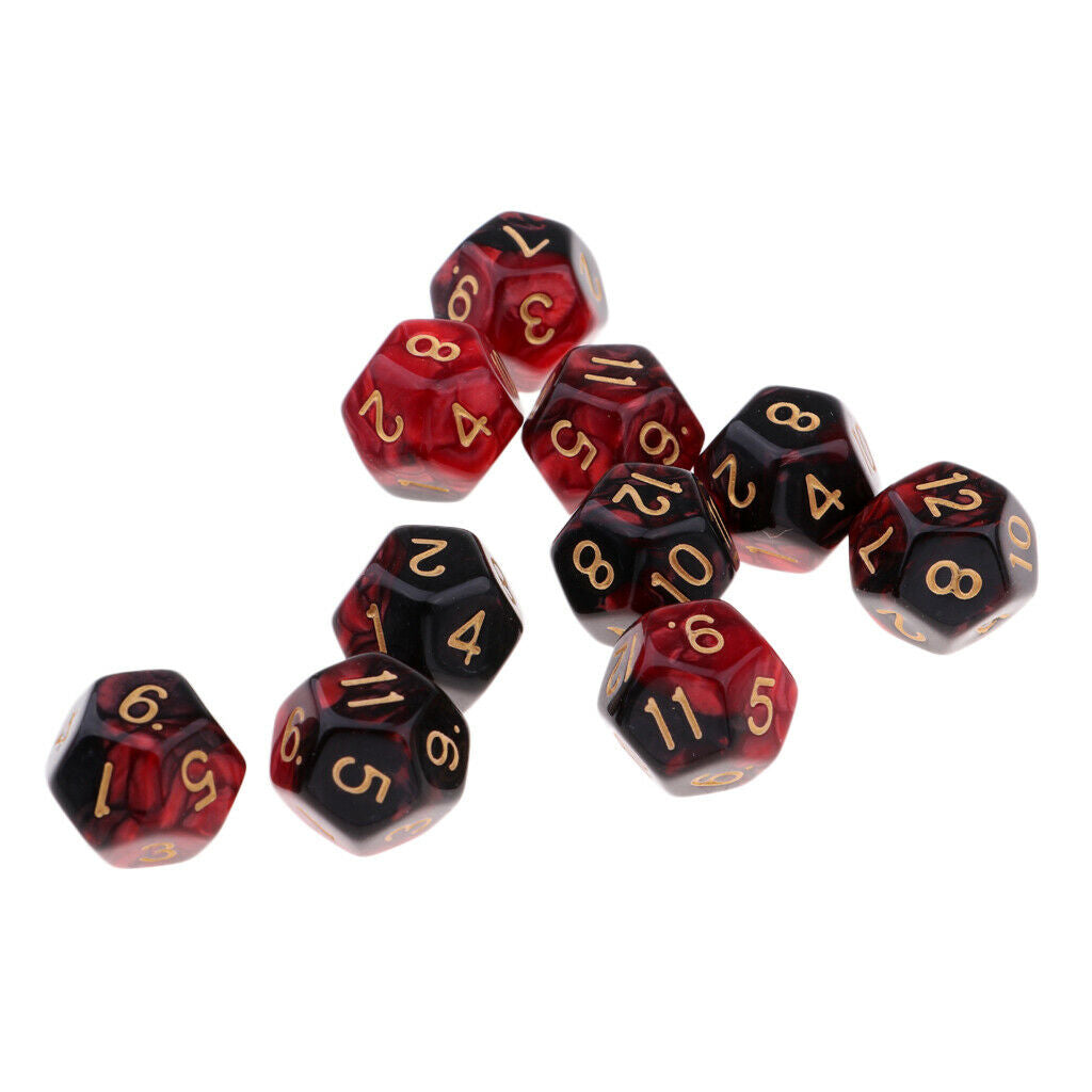 Multi-sided Dice Polyhedron Dice D12 for D&D TRPG Table Game  Black