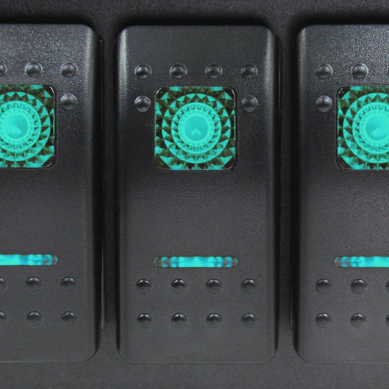 Universal 3 Gang Rocker Switch Panel Green LED Double USB for RV Car Marine Boat