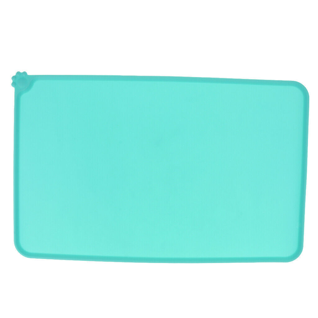 Pet Dog Feeding Mat Rectangle Silicone Dish Bowl Food Water Placemat  Green