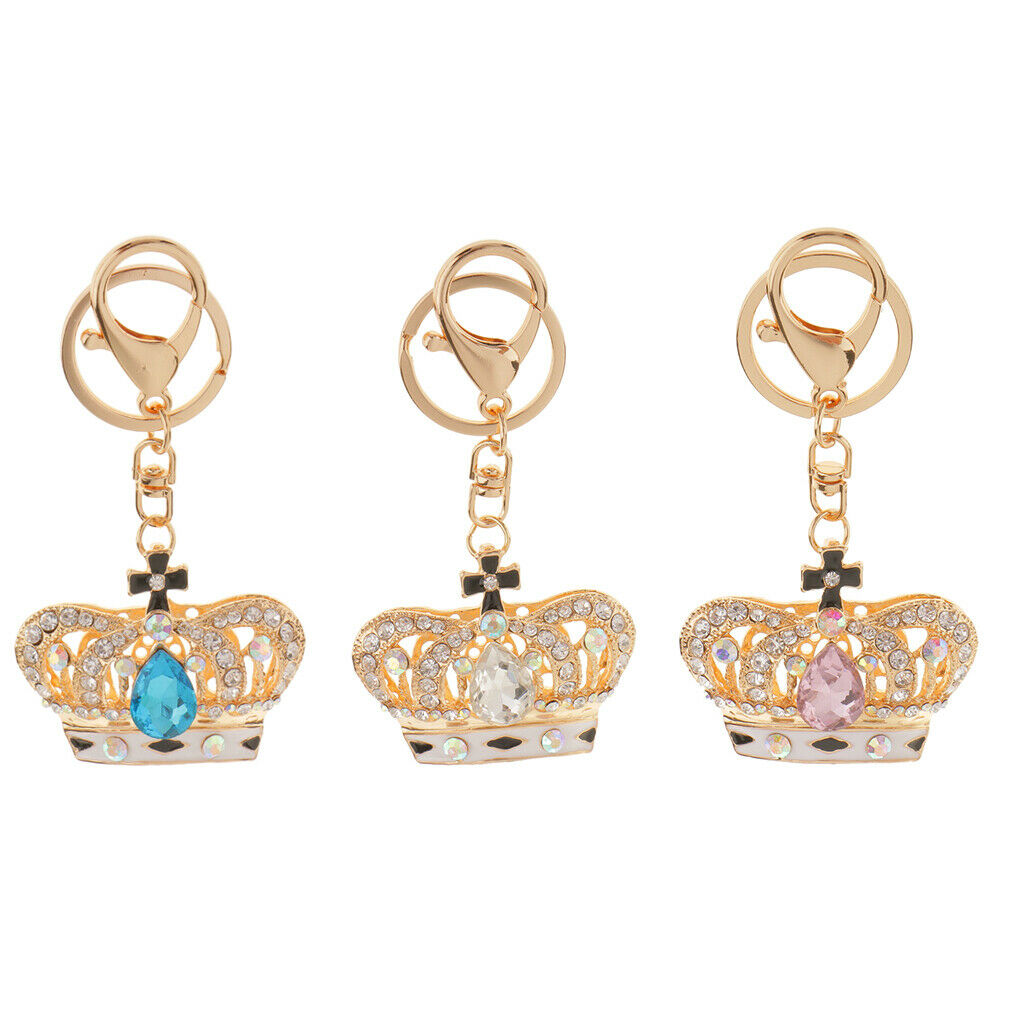 Keyring with Chain Pendant Keyring with Crystal Pendant Keyring with White