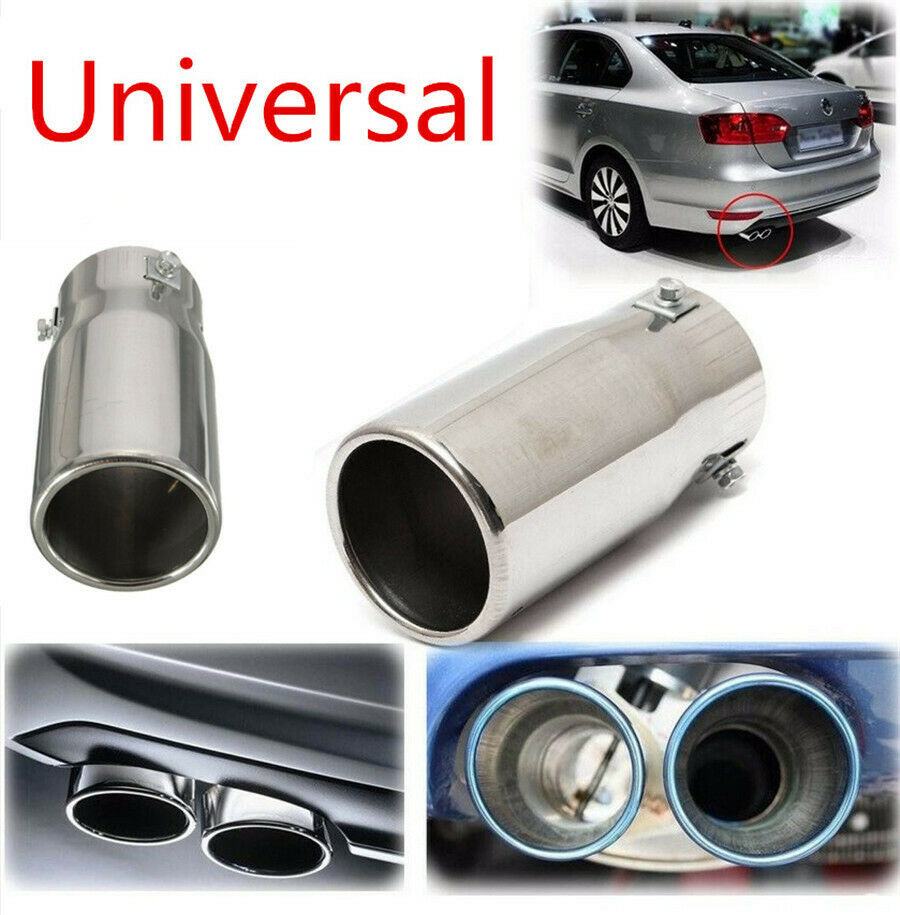 Car Chrome Flat Exhaust Pipe Tip Muffler Steel Stainless Trim Tail Tip Cover-USA