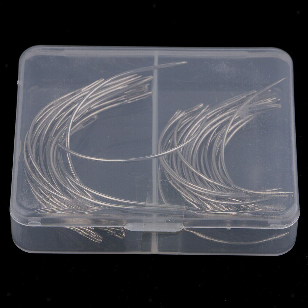 2X Multi-purpose 50 Pieces C Type Weaving Needle Upholstery Curved Needles