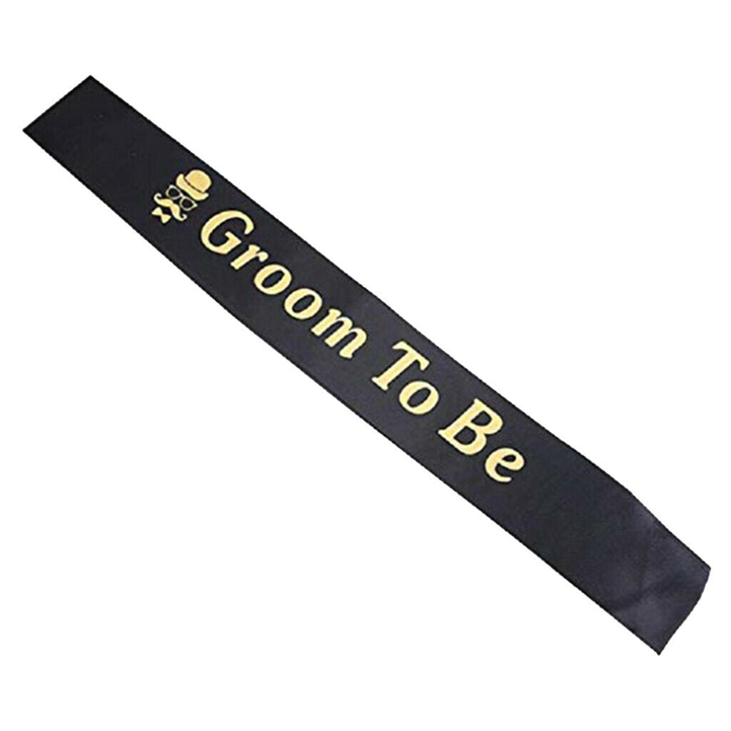 Groom to Be Sash Band Bachelor Engagement Celebration Party Favors Black