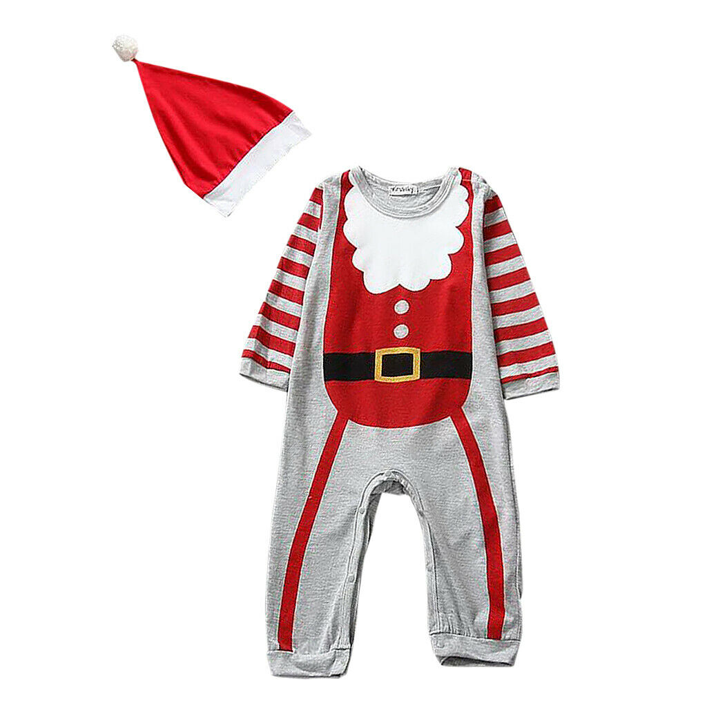 2x Newborn Baby Kids Romper Boy Girl Jumpsuit Bodysuit Outfits With Hat Hair