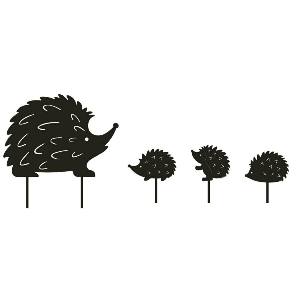 4pcs/Set Hedgehog Garden Metal Stakes Yards Gardens Lawn Decor Stake Black