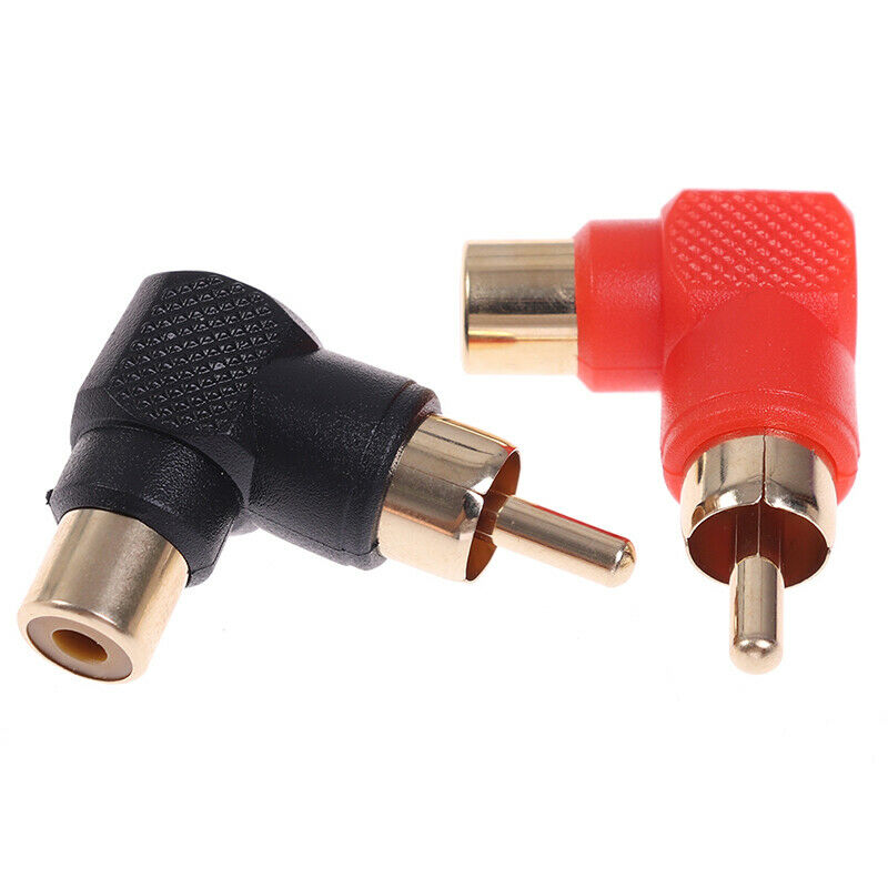 1Pair 90 Degree RCA Right Angle Connector Plug Adapters M/F Elbow Audio Adap Qx