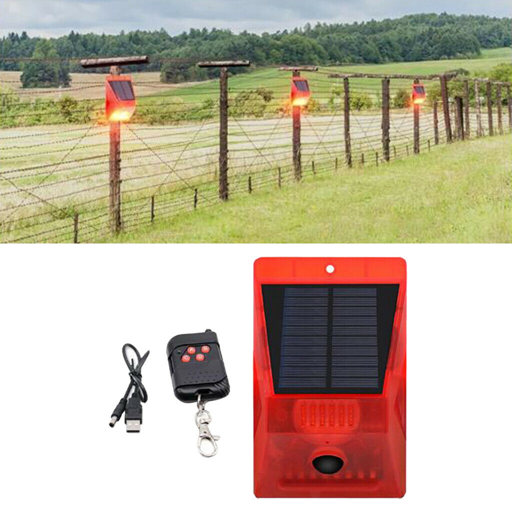 Solar Siren Sound Alarm Alert Light 8 LED 129db Alarm System for Driveway