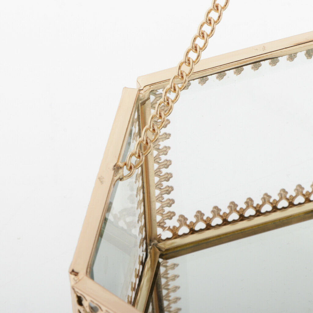 Crown Glass Jewelry Make-up Organizer Box Geometric Terrarium Plants Holder