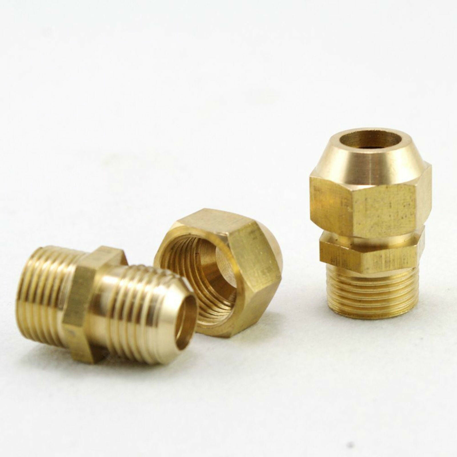 5PCS 6mm Flare Tube x 1/4"Male Thread Pipe Brass  Adapter  With Nut Connector