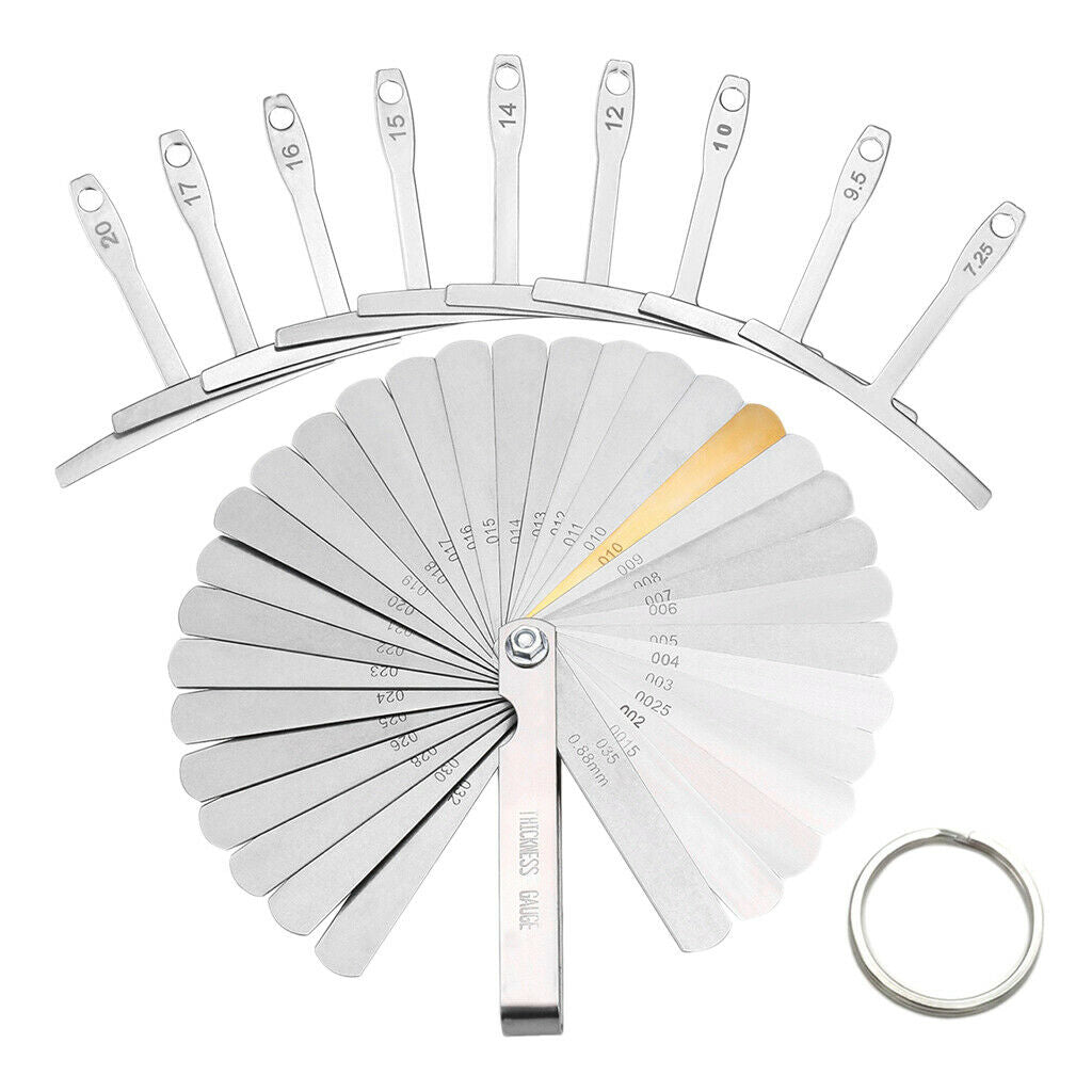 Stainless Steel 32 Leaf Feeler Guage Dual Reading Metric & SAE Radius Gauge