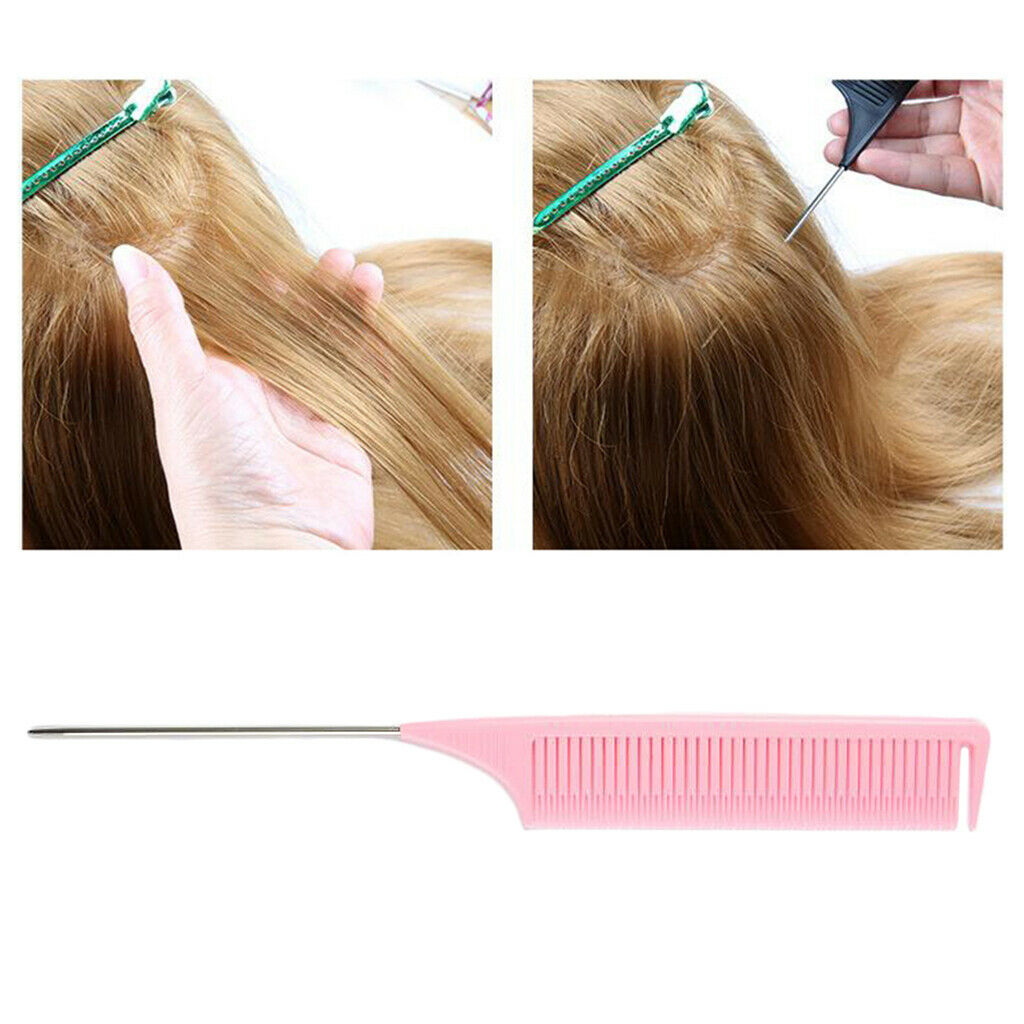 2x ABS Heat-resistant Weave Highlighting Foiling Hair Comb Salon Combs Pink