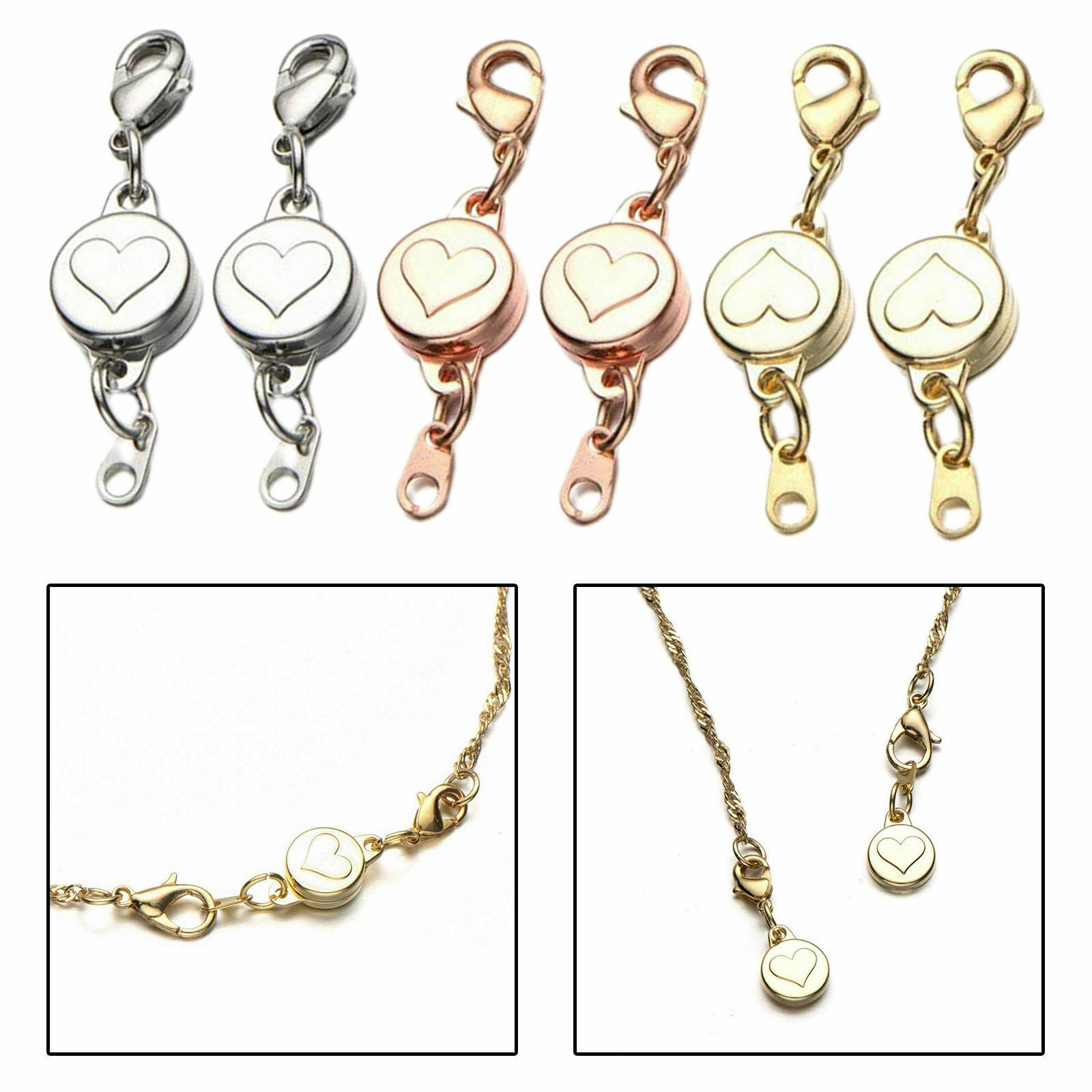 6 Pieces 3 Color Necklace Round Locking Magnetic Clasp for Jewelry Making