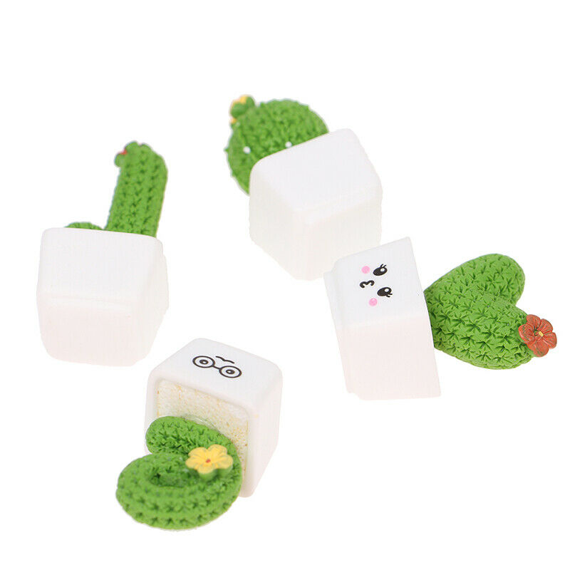 4PcsCactus Shaped Adornments Decorative Bonsai Prop Cactus Plant Potted D.l8