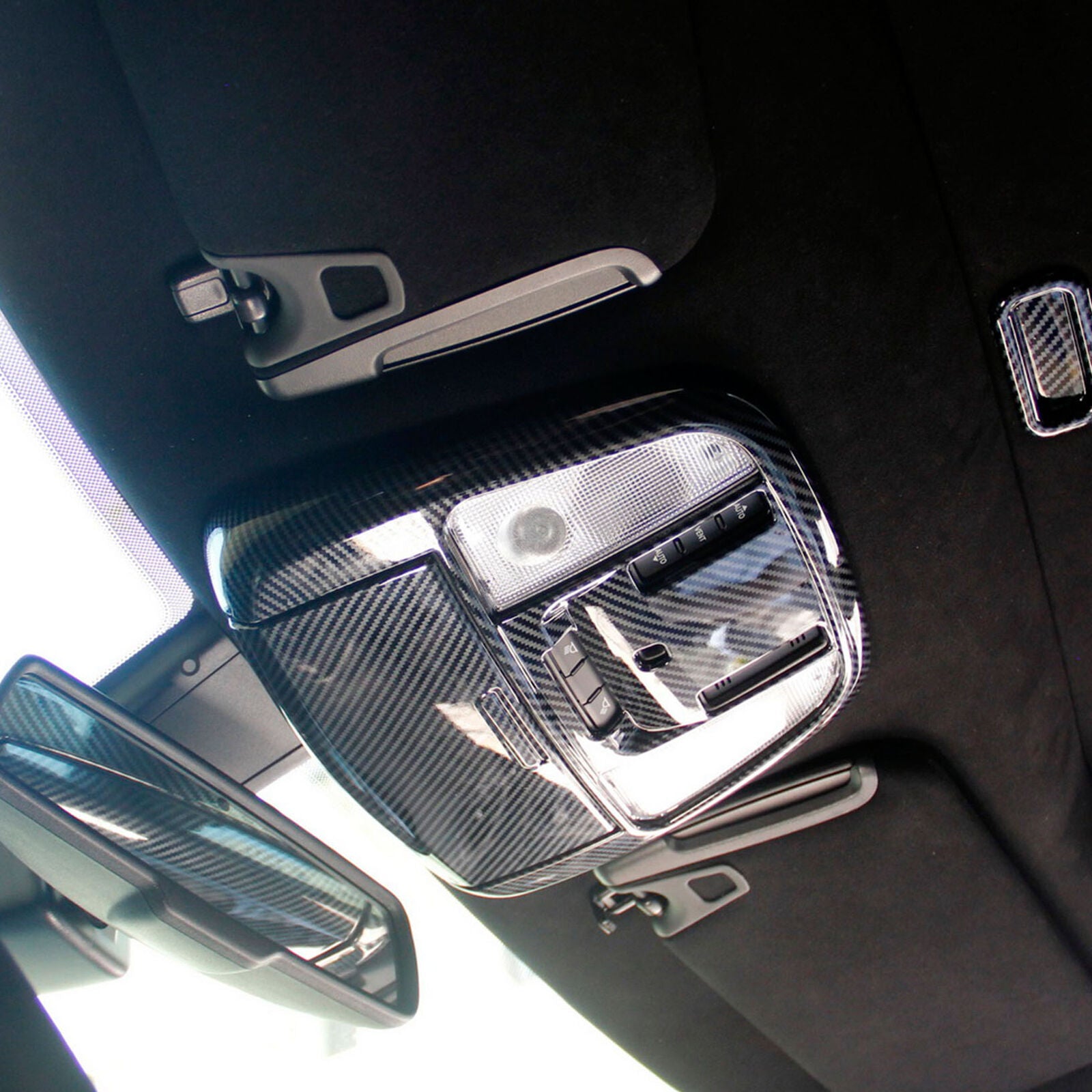 2* Carbon Fiber Front Reading Light Lamp Cover Trim For Dodge Charger 2011-2021