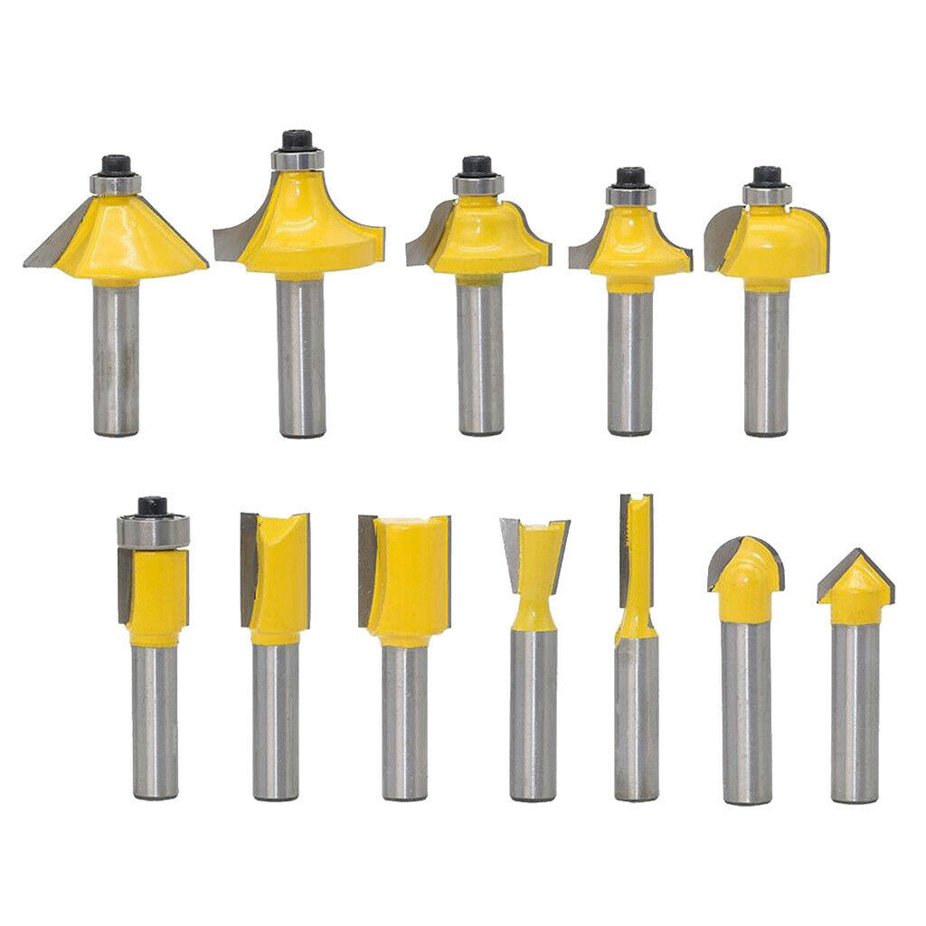 5/16 Inch Shank Tungsten Carbide Router Bit Set Woodworking (12 PCS) with Wooden