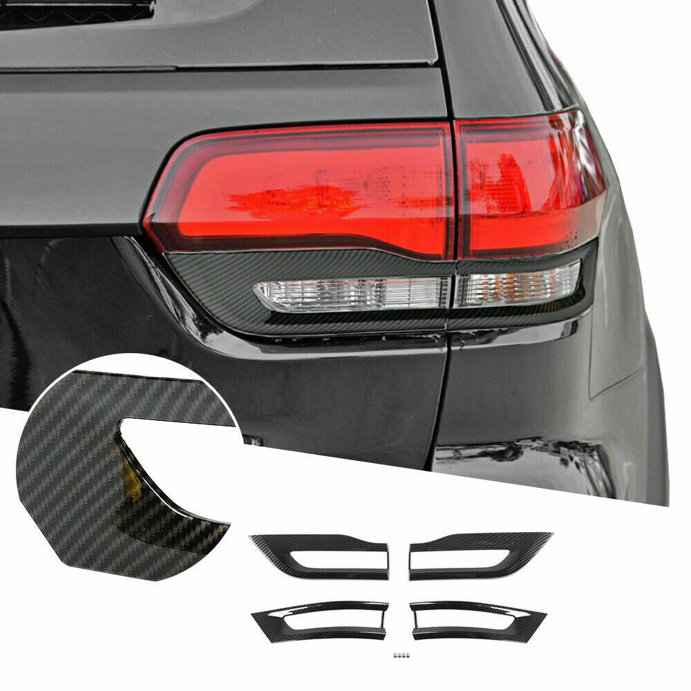 4pcs Gloss Black Tail Light Cover Trim Bezel Kit for Jeep Grand Cherokee 2014+