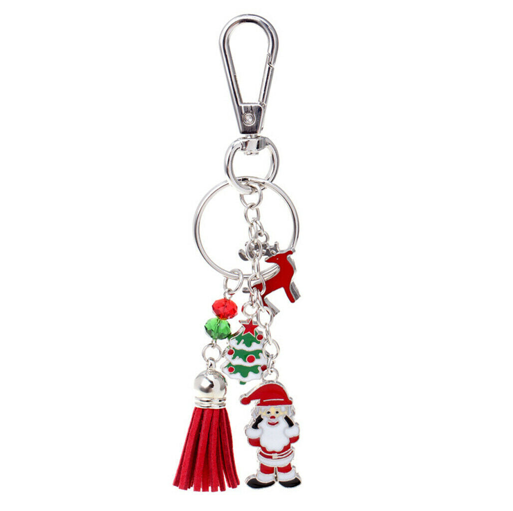 Ring Reindeer Key Bag Handbag Pendant Keychain Santa Claus Gift