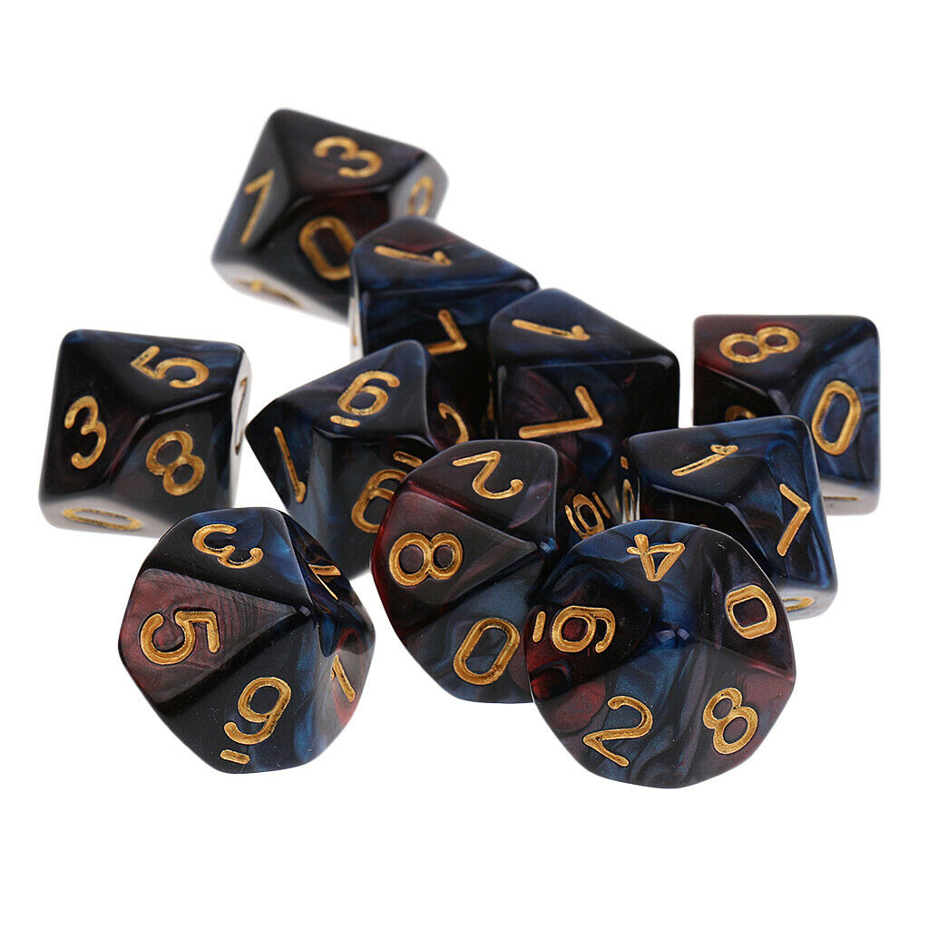10X D10 Polyhedral Dice for   Games Durable Red Blue